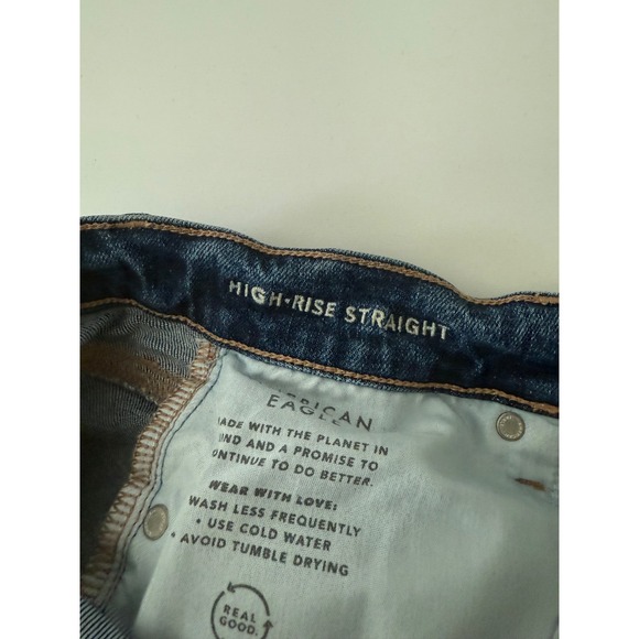 American Eagle Strigid High Rise Straight Crop Jeans Frayed Hem Womens - Picture 8 of 8